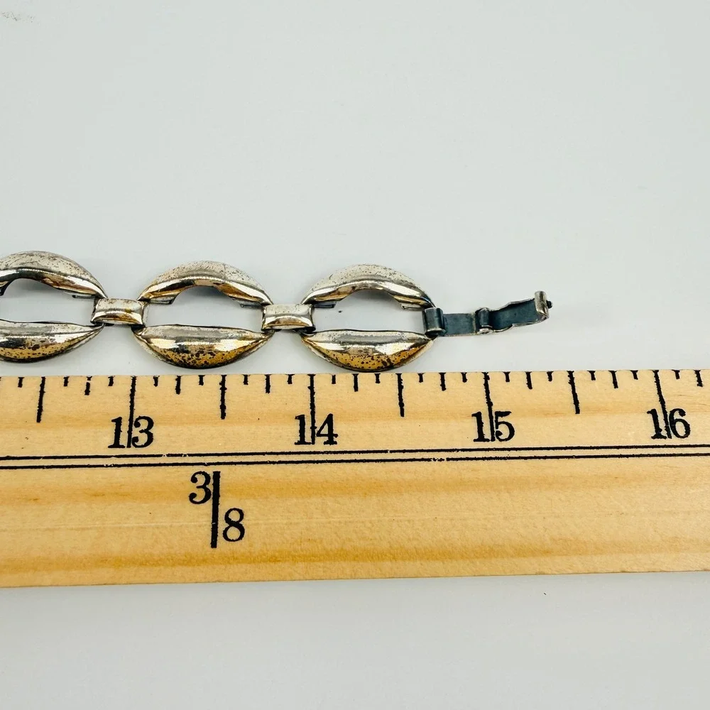 Vintage Danecraft Sterling Silver Modernist Link Necklace 44g Mid Century